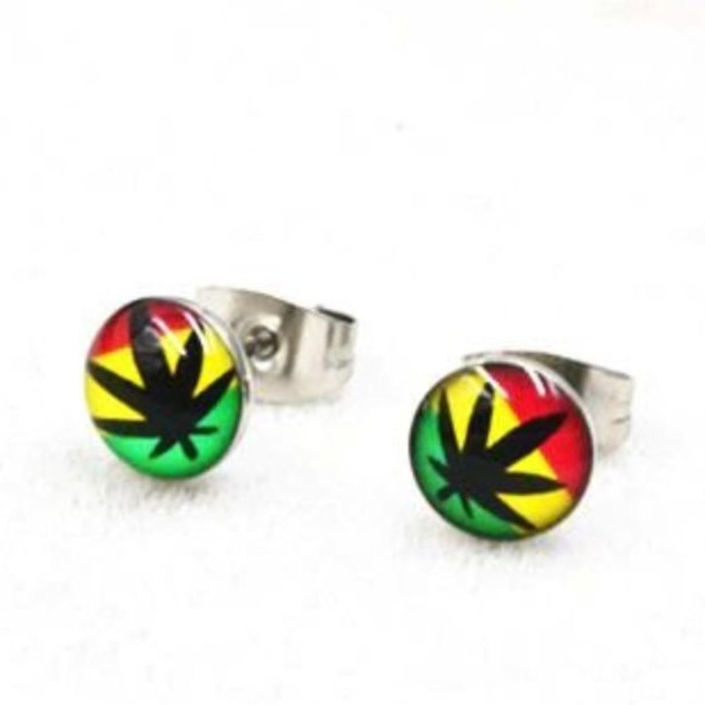 NEW Marijuana Cannabis 316L Ear Studs Pot Fashion